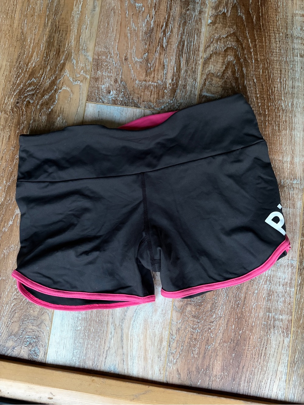 Beachbody Black Athletic Shorts with Pink Trim